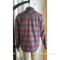 Camicia a quadretti rossa e grigia da uomo in cotone con doppia tasca